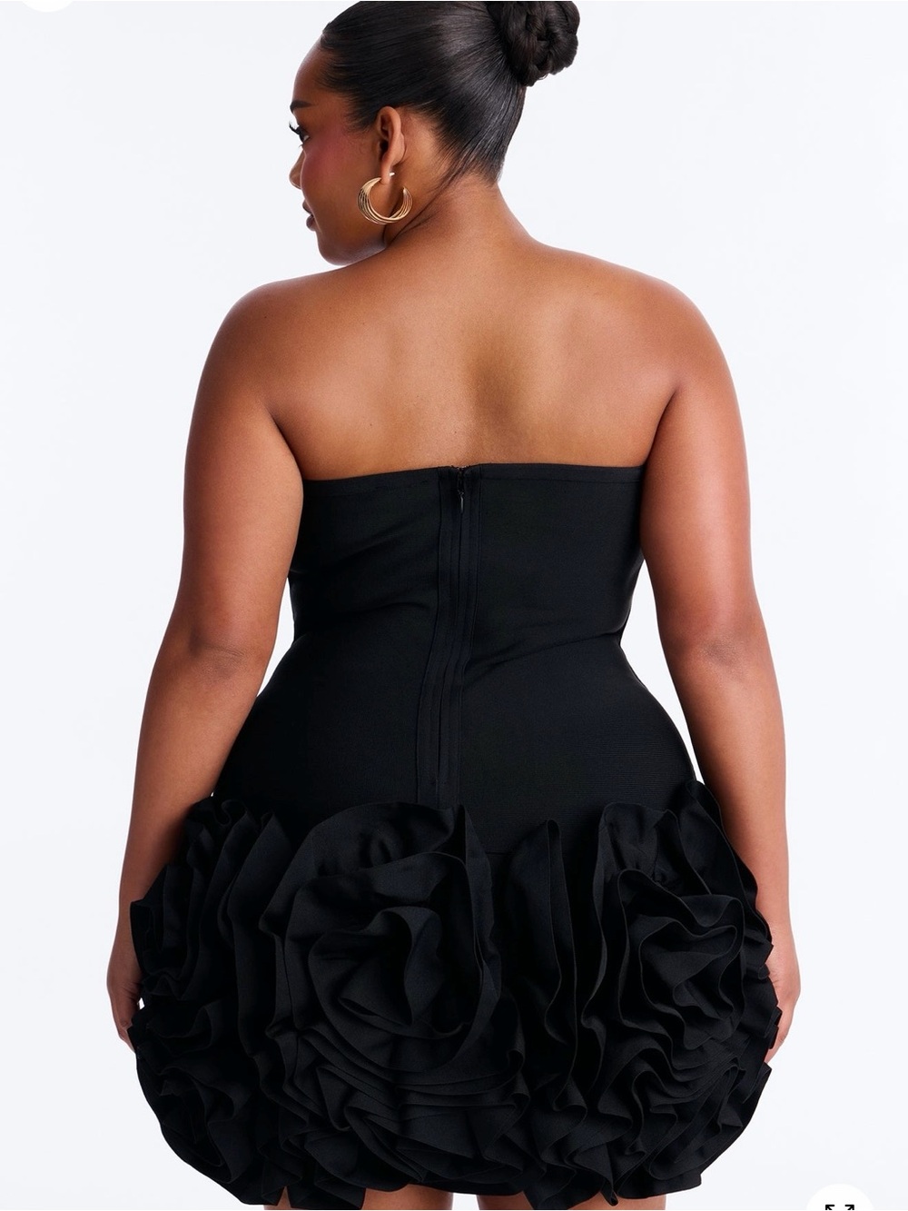 Strapless Black Ruffle Hem Mini Dress - Picture 8 of 9